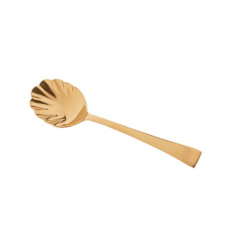 CJ 2 COLHERES AÇO INOX P/AÇÚCAR BERNA DOURADO