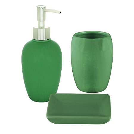 CJ 3PC CERÂMICA P/BANHEIRO VERDE