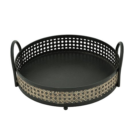 BANDEJA DECORATIVA METAL PALHA 33x30x12cm
