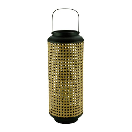 LANTERNA METAL C/LED PALHA 16x40cm