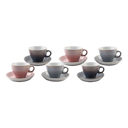 CJ 6 XÍCARAS CAFÉ CERÂMICA C/PIRES MODÈLE COLORIDO 200ml