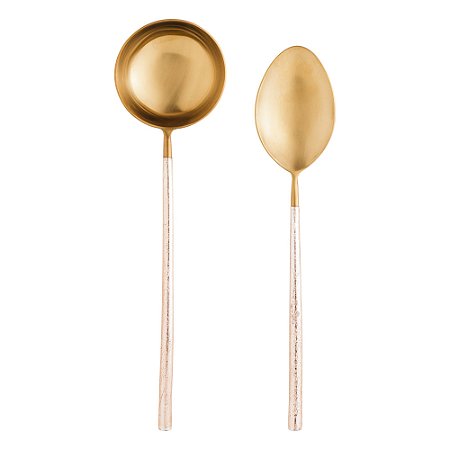 CJ 2PC AÇO INOX P/SERVIR TURIM DOURADO/ROSE