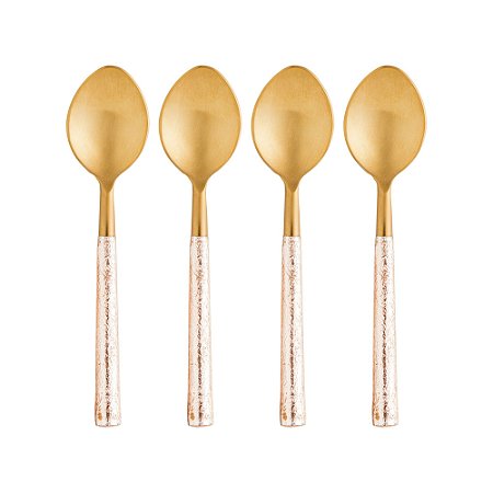CJ 4 COLHERES AÇO INOX P/MESA TURIM DOURADO/ROSE