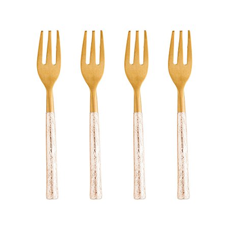 CJ 4 GARFOS AÇO INOX P/MESA TURIM DOURADO/ROSE