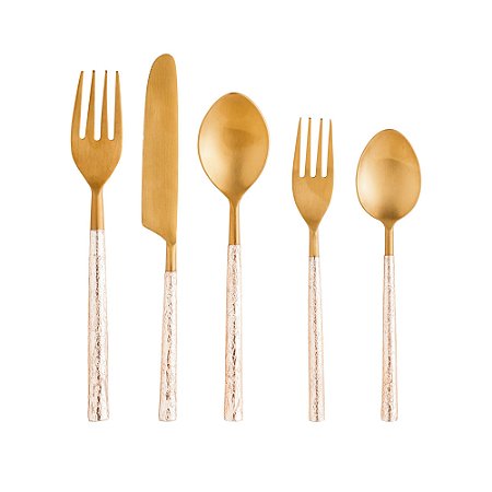 CJ 5 TALHERES AÇO INOX TURIM DOURADO/ROSE
