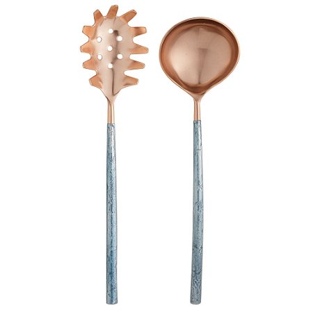 CJ 2PC AÇO INOX P/MASSA TURIM ROSE/AZUL