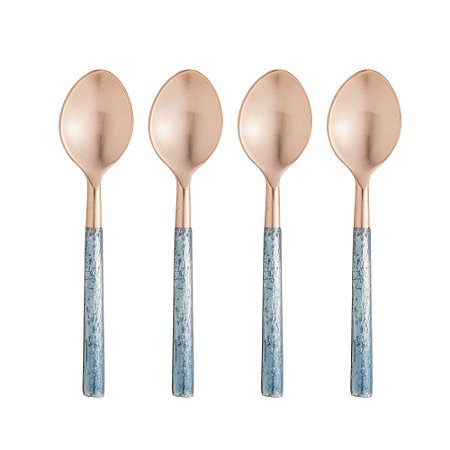 CJ 4 COLHERES AÇO INOX P/MESA TURIM ROSE/AZUL
