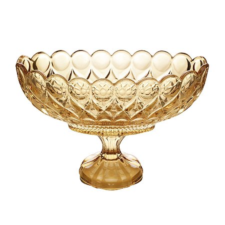 CENTRO DE MESA CRISTAL C/PÉ ANGEL ÂMBAR 29x20cm