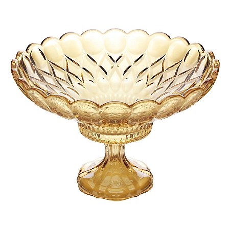CENTRO DE MESA CRISTAL C/PÉ ANGEL ÂMBAR 32x19cm