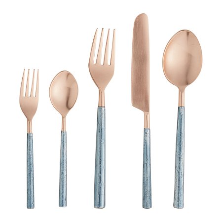 CJ 5 TALHERES AÇO INOX TURIM ROSE/AZUL