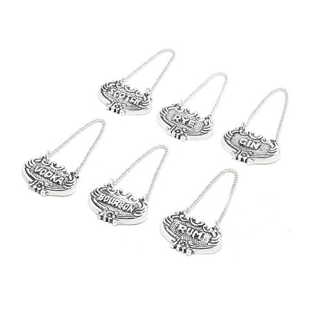 CJ 6 PC MARCADORES DE AÇO INOX P/VINHO TRANÇADO