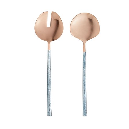 CJ 2PC AÇO INOX P/SALADA TURIM ROSE/AZUL