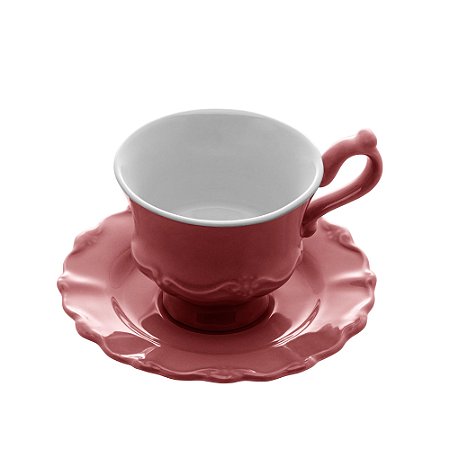 CJ 6 XÍCARAS CAFÉ PORCELANA C/PIRES FANCY ROSE 90ml
