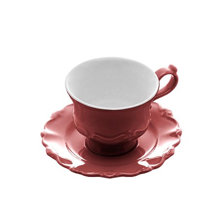 CJ 6 XÍCARAS CHÁ PORCELANA C/PIRES FANCY ROSE 200ml