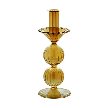CASTIÇAL VIDRO DOURADO 9x22cm