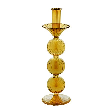 CASTIÇAL VIDRO DOURADO 9x27cm