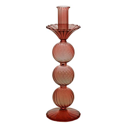 CASTIÇAL VIDRO CORAL 9x27cm