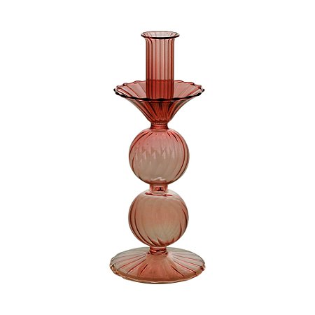 CASTIÇAL VIDRO CORAL 9x22cm