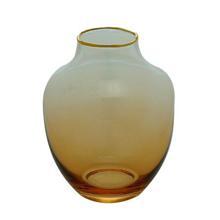 VASO VIDRO OMBRÉ DOURADO 10x13cm