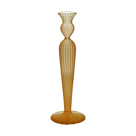 CASTIÇAL VIDRO ÂMBAR 9x28cm