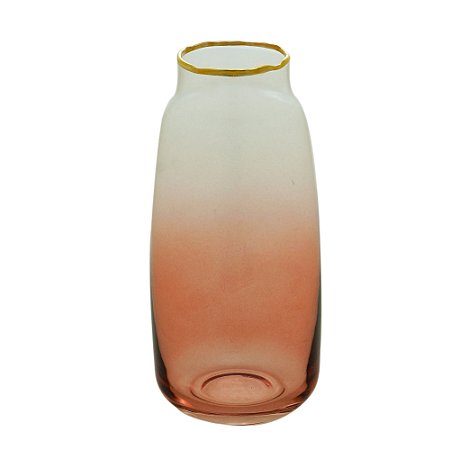 VASO VIDRO OMBRÉ CORAL 8x17cm