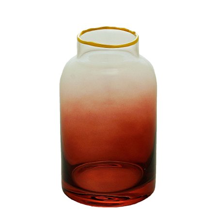VASO VIDRO OMBRÉ CORAL 8x14cm