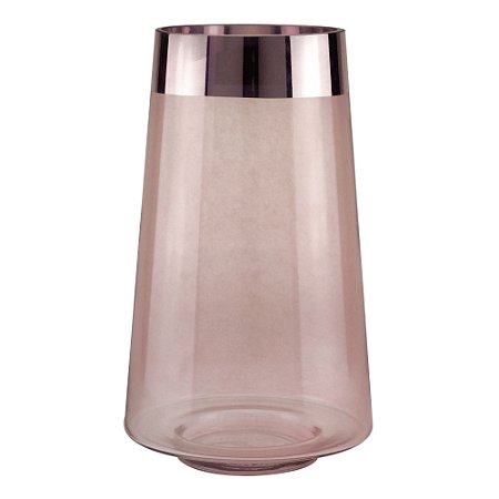 VASO VIDRO ROSA 17x29cm