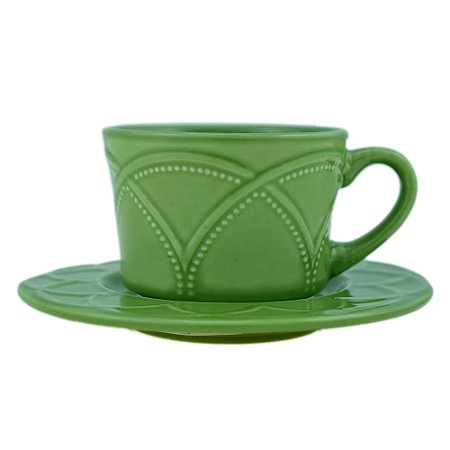 CJ 4 XÍCARAS PORCELANA P/CAFÉ C/PIRES IRIS OLIVA 80ml