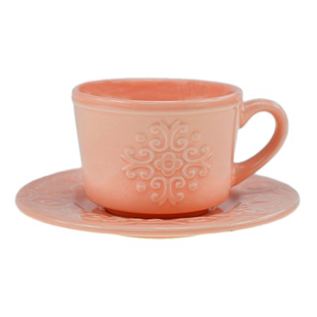 CJ 4 XÍCARAS PORCELANA P/CAFÉ C/PIRES TILES BLUSH 80ml
