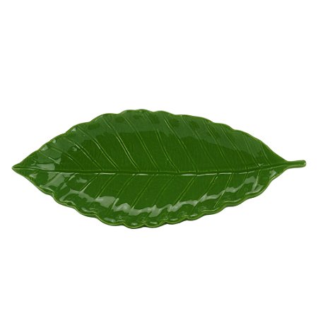 FOLHA DECORATIVA CERÂMICA VERDE 32x12x4cm