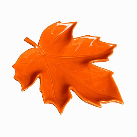 FOLHA DECORATIVA CERÂMICA LARANJA 23x22x4cm