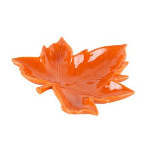FOLHA DECORATIVA CERÂMICA LARANJA 20x14x6cm