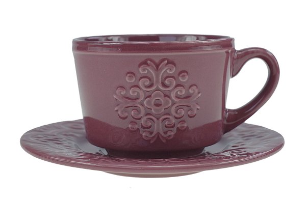 CJ 4 XÍCARAS PORCELANA P/CAFÉ C/PIRES TILES LILAC 80ml