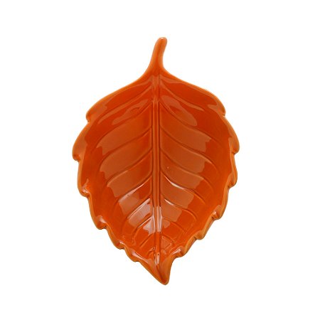 FOLHA DECORATIVA CERÂMICA LARANJA 20x14x6cm