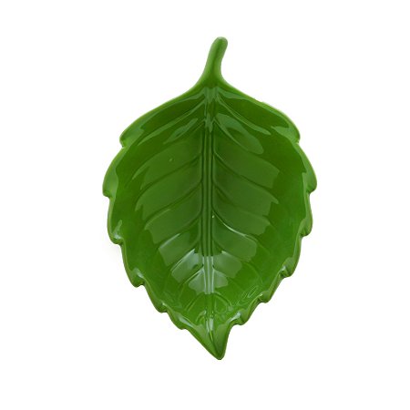 FOLHA DECORATIVA CERÂMICA VERDE 20x14x6cm