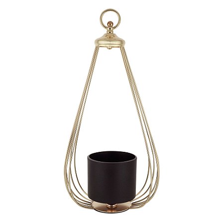 LANTERNA METAL P/PENDURAR DOURADO 25x14x49cm