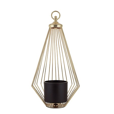 LANTERNA METAL P/PENDURAR DOURADO 26x20x49cm