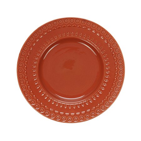 PRATO FUNDO PORCELANA GRACE CARMIM 22cm