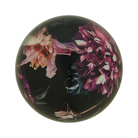 CJ 2 PESO DE PAPEL VIDRO FLORAL ROXO 8cm