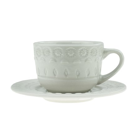 CJ 4 XÍCARAS PORCELANA P/CAFÉ C/PIRES GRACE BRANCO 80ml
