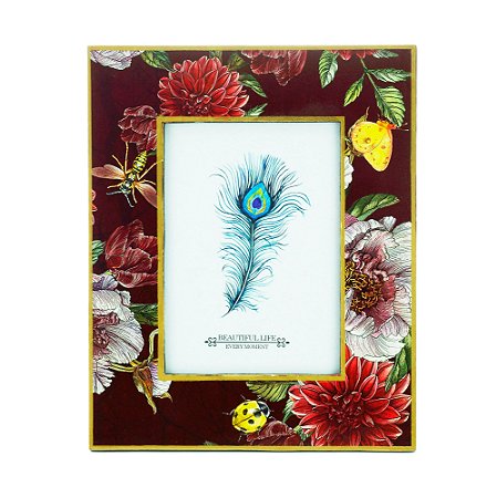 PORTA-RETRATO MDF FLORAL MARSALA 13x18cm
