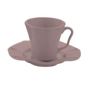 CJ 6 XÍCARAS PORCELANA P/CAFÉ C/PIRES BERGAMA PLUM 125ml
