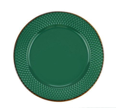 PRATO RASO PORCELANA DROPS VERDE 27cm