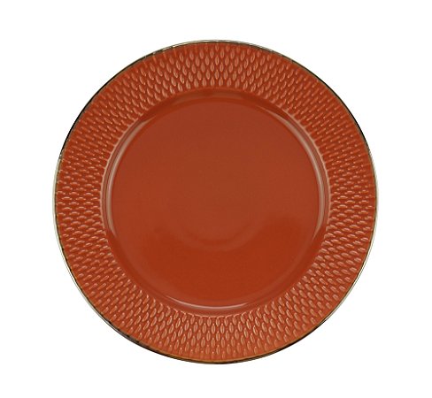 PRATO RASO PORCELANA DROPS LARANJA 27cm