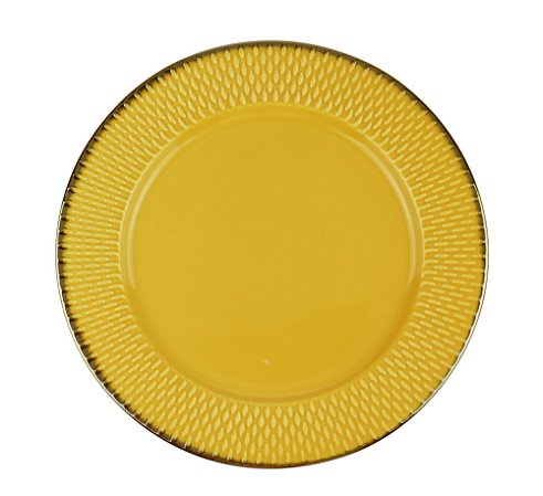 PRATO RASO PORCELANA DROPS AMARELO 27cm