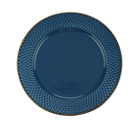 PRATO RASO PORCELANA DROPS AZUL 27cm