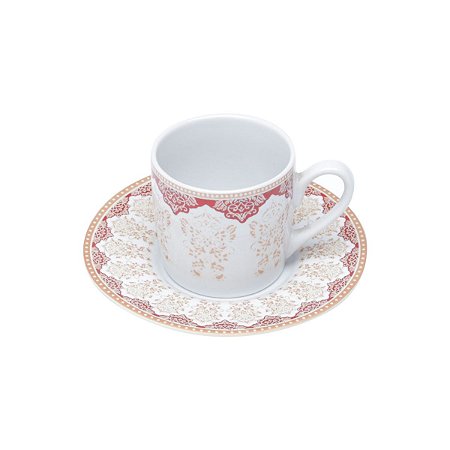 CJ 6 XÍCARAS DE CAFÉ DE PORCELANA C/PIRES MET GOLDEN 90ML