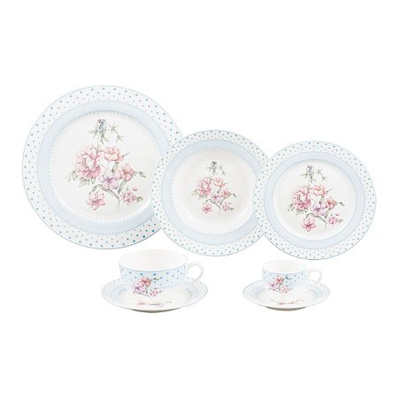 AP DE JANTAR 42 PEÇAS DE PORCELANA BLUE FLOWERS