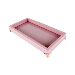 BANDEJA MADEIRA LAQUEADA C/PÉ COLORS ROSA 29x17x7cm