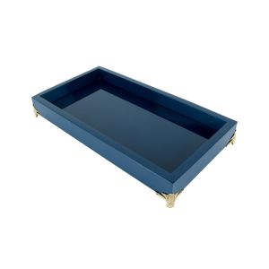 BANDEJA MADEIRA LAQUEADA C/PÉ COLORS AZUL 29x17x7cm